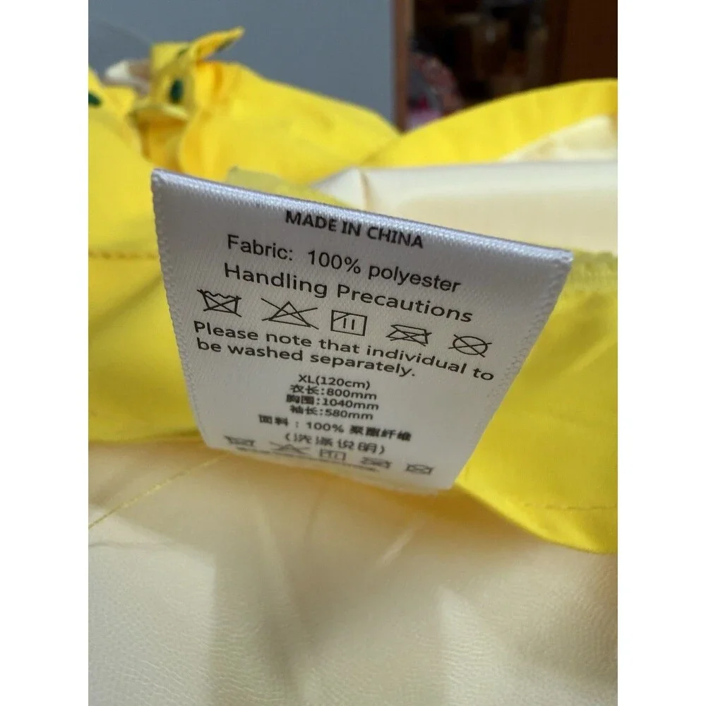 Kocotree Raincoat Yellow Dinosaur Hooded Waterproof Kids XL Jacket - Picture 4 of 5